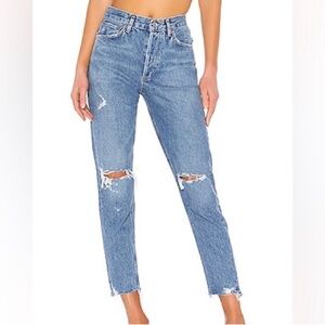 AGOLDE distressed high rise straight Jamie jeans light wash designer size 26 Euc